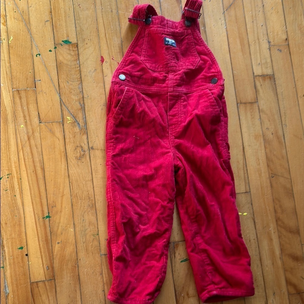 Oshkosh vestback Red Corduroy carpenter Overalls